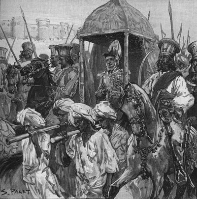 Napier, in uniforme completa, fu portato a Hyderabad in un magnifico palanchino, 1902 da Sidney Paget