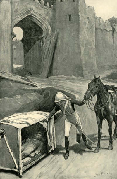 Roberts trova Nicholson mortalmente ferito sotto le mura di Delhi da Sidney Paget