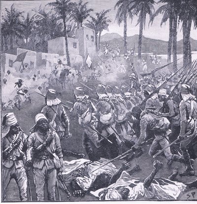 Assalto di Firket, illustrazione da Cassells History of England, 1900 da Sidney Paget