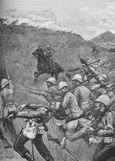 Gli uomini lottavano attraverso la grandine di fuoco, 1902 da Sidney Paget