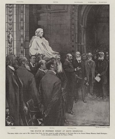 La Statua del Professor Thomas Henry Huxley nella Grande Sala del Museo di Storia Naturale, South Kensington, Londra da Sidney Paget