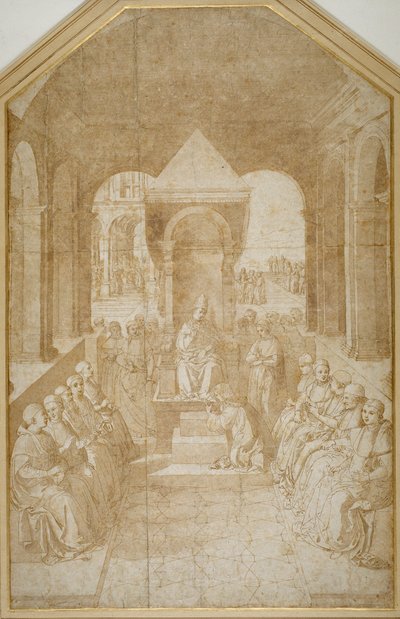 Enea Piccolomini che bacia la pantofola di Papa Eugenio, dopo Pinturicchio da Sienese School