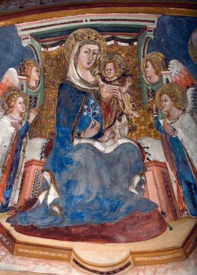 Vergine e Bambino (dettaglio) - Affresco della Scuola di Siena da Sienese School