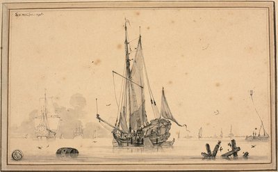 Scena portuale con navi a riposo e pali da Sieuwert van der Meulen