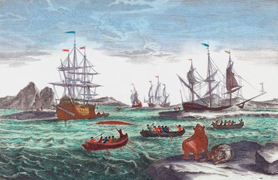 Flotta baleniera al largo della Groenlandia nel XVIII secolo da Sieuwert van der Meulen