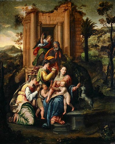 La Sacra Famiglia circondata da santi da Sigismondo Scarsellino