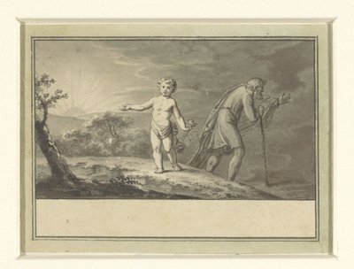 Il nuovo e il vecchio anno: un ragazzo e un vecchio in un paesaggio da Sigmund Ferdinand Ritter von Perger