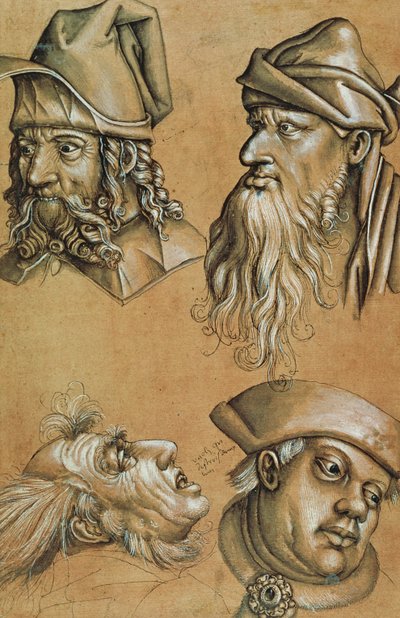 Studi di quattro teste per una serie sulla Passione da Sigmund Holbein