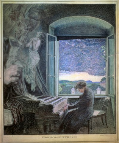 Allegoria di Beethoven come genio musicale da Sigmund Walter Hampel