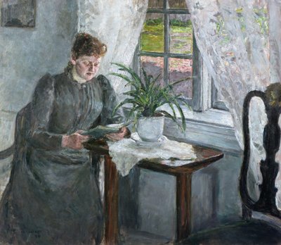 Interno con donna che legge da Signe Scheel