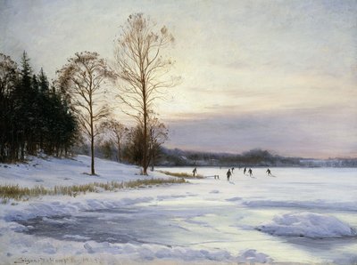 Pattinatori su uno stagno ghiacciato da Sigvard Hansen