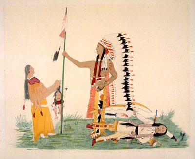 Comanche e sua moglie incontrano e combattono con un Ute, da una serie di episodi leggendari dipinti dall