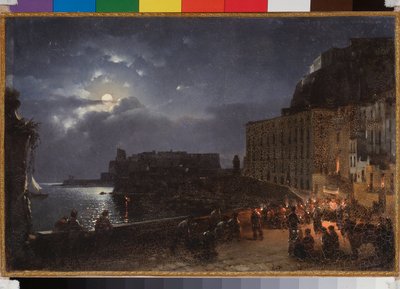 Il molo Santa Lucia a Napoli, una notte di luna piena da Silvestr Fedosievich Shchedrin