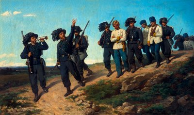 Guardie che conducono prigionieri da Silvestro Lega