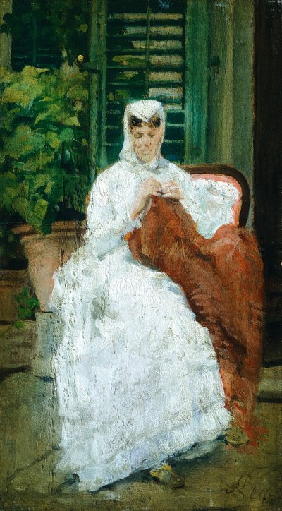 Signora che cuce da Silvestro Lega