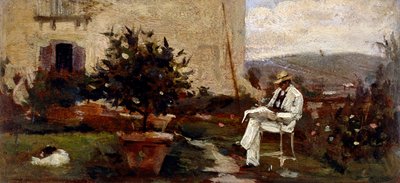 Luigi Tommasi in giardino da Silvestro Lega