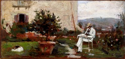 Luigi Tommasi nel suo giardino da Silvestro Lega