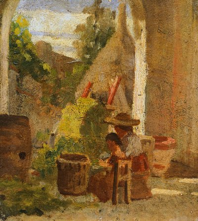Loggia rustica, trittico Studio di campagna da Silvestro Lega