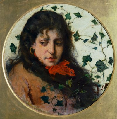 Donna con edera, di Silvestro Lega, olio su pannello da Silvestro Lega
