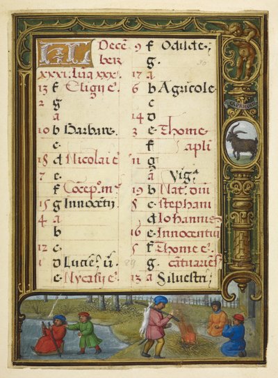 Pagina del calendario per dicembre, illustrazione da 