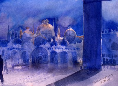 Basilica, studio notturno, 2006 (acquerello su carta) da Simon Fletcher