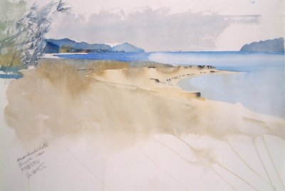 Spiaggia di Amanohashidate, 2000 (acquerello) da Simon Fletcher
