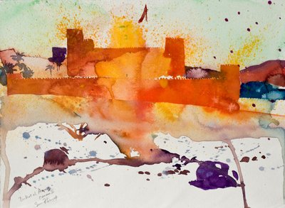 Birkat al Marez, Oman II, 2004 (acquerello) da Simon Fletcher