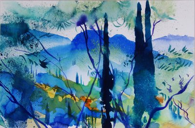 Corfù, vicino a Pagoi, 2005 (acquerello su carta) da Simon Fletcher