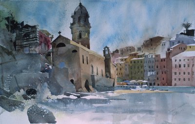 Fernazza, Cinque Terre, 2002 (watercolor on paper) da Simon Fletcher