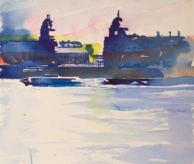 Greenwich da Isle of Dogs, 2016 (acquerello) da Simon Fletcher