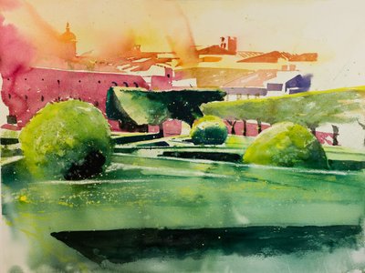 Horti Leonini (acquerello su carta) da Simon Fletcher