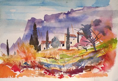 Le Caroux, Francia (acquerello) da Simon Fletcher
