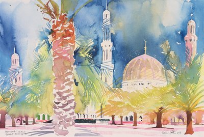 Muscat, Grande Moschea, 2004 (acquerello su carta) da Simon Fletcher