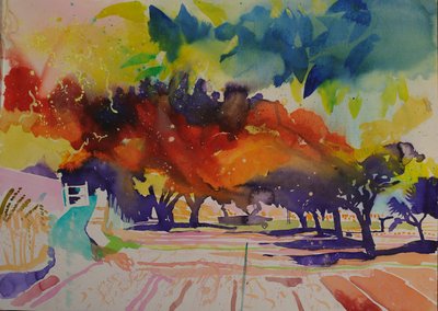 Paesaggio di Coypu, 2014 (acquerello) da Simon Fletcher