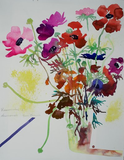 Ranuncoli e anemoni, 2010 (acquerello) da Simon Fletcher