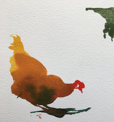 beccare le galline, 2020 (lavoro su carta) da Simon Fletcher
