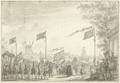 Addio di Guglielmo V e consorte alla Buitenamstel, 1768 da Simon Fokke