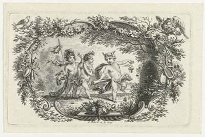 Tre putti vicino a un alveare da Simon Fokke