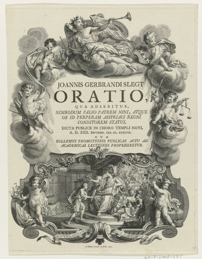 Minerva incorona un giovane con un diploma da Simon Fokke