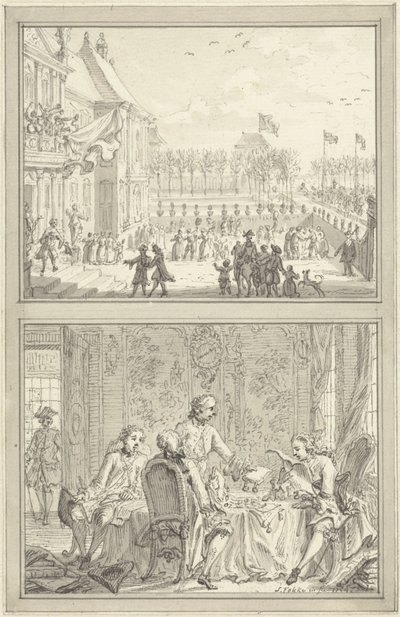 Palazzo Honselaarsdijk cambia proprietario / Vendita delle signorie prussiane ad Anna di Hannover, 1754 da Simon Fokke
