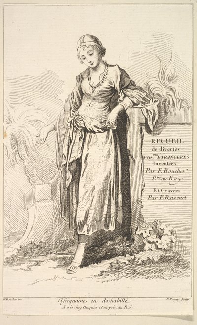 Africana in dishabillé, da Raccolta di diverse figure straniere inventate da Simon Francois Ravenet