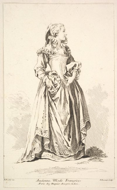 Antica moda francese, da Recueil de diverses figures étrangères inventate da... da Simon Francois Ravenet