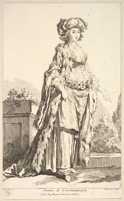 Dama di Costantinopoli, da Recueil de diverses fig.res étrangeres Inventées par ..., XVIII secolo da Simon Francois Ravenet