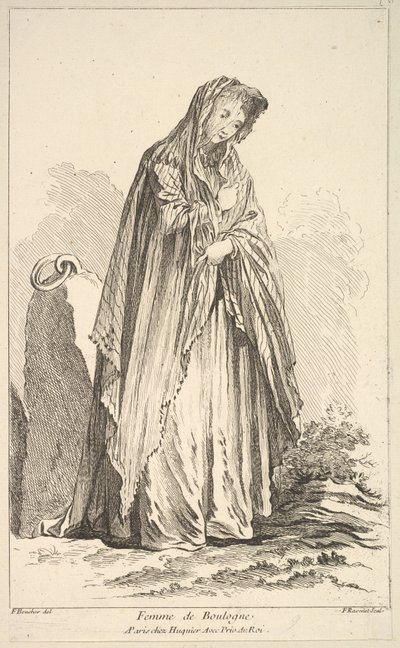 Donna di Boulogne, dal Recueil de diverses figures étrangeres Inventées par F. Bo... da Simon Francois Ravenet