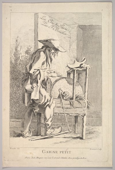 Frontespizio: Gaigne Petit, da Le Cris de Paris, Tavola 1, XVIII secolo da Simon Francois Ravenet