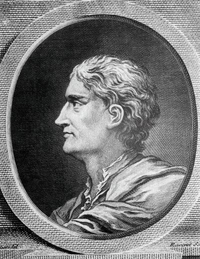 Ritratto di Isaac Newton (1642-1727), fisico e matematico inglese, incisione di Simon François Ravenet (1706-1774) da Simon Francois Ravenet