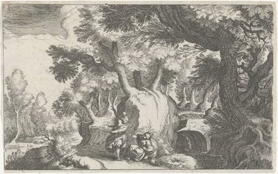 Paesaggio boschivo con Agar e Ismaele da Simon Frisius