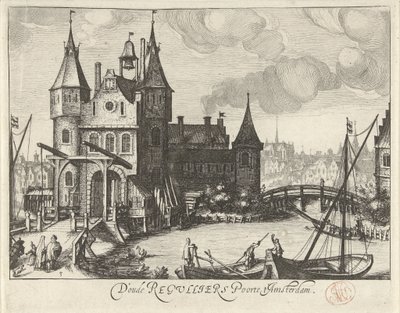 Vista della Prima Porta Regulierspoort ad Amsterdam da Simon Frisius