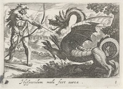 Ercole uccide il drago Ladone da Simon Frisius