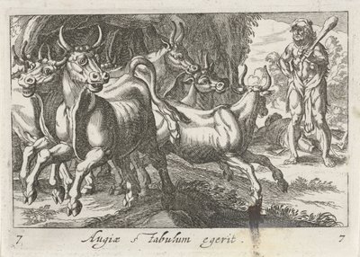 Ercole custodisce il gregge di Gerione Augiae stabulum egerit (titolo sull